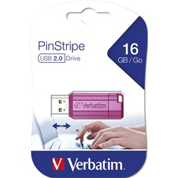 Verbatim 49067 PIN STRIPE Store`n`Go 16GB USB 2.0 pink Flash Drive