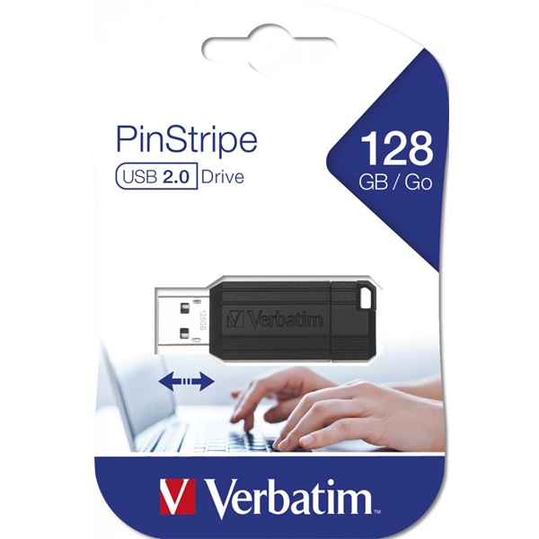 Verbatim 49071 PIN STRIPE Store`n`Go 128GB USB 2.0 fekete Flash Drive