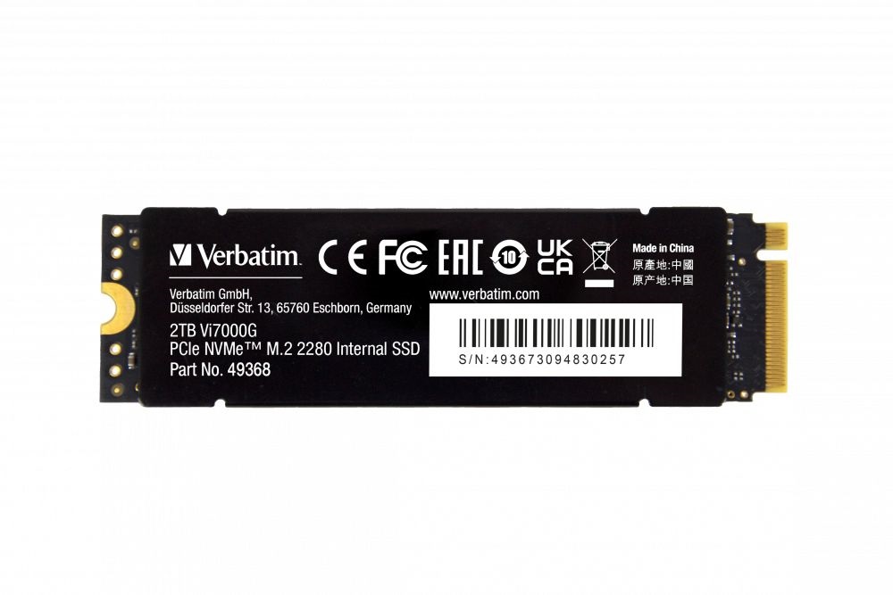 Verbatim 49368 Vi7000G 2TB Internal PCIe NVMe M.2 fekete SSD