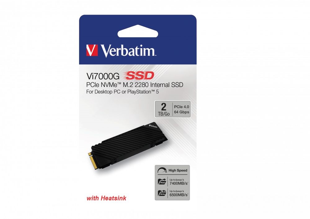 Verbatim 49368 Vi7000G 2TB Internal PCIe NVMe M.2 fekete SSD
