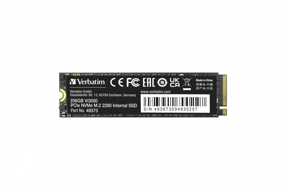 Verbatim 49373 Vi3000 256GB Internal PCIe NVMe M.2 fekete SSD