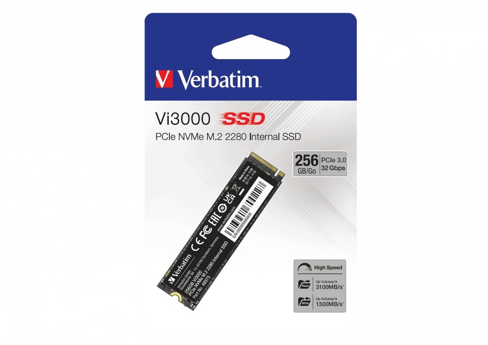 Verbatim 49373 Vi3000 256GB Internal PCIe NVMe M.2 fekete SSD