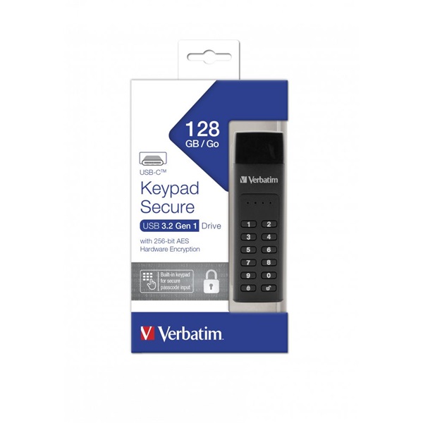 Verbatim 49432 Keypad Secure Store`n`Go 128GB USB-C 3.1 Flash Drive