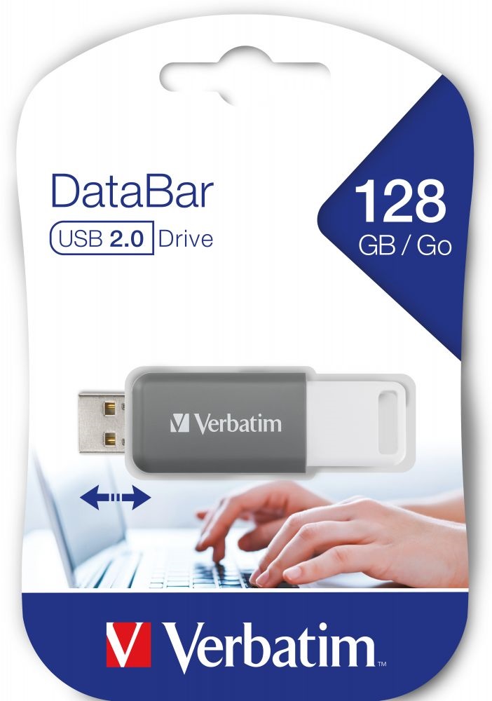 Verbatim 49456 DataBar 128GB USB 2.0 szürke Flash Drive