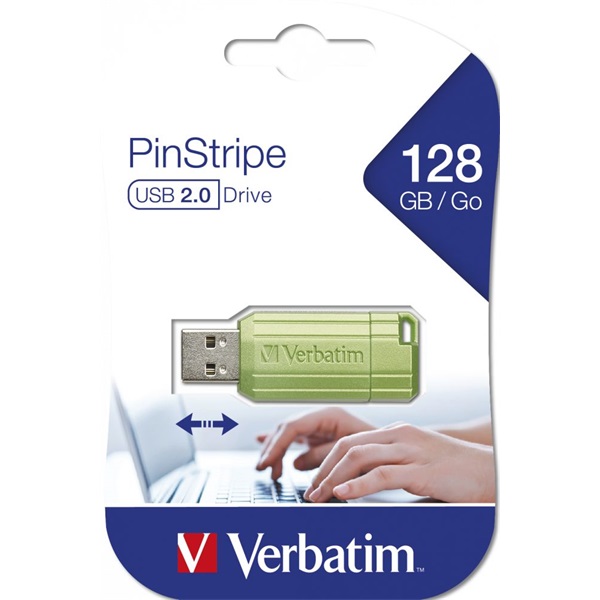 Verbatim 49462 PIN STRIPE Store`n`Go 128GB USB 2.0 zöld Flash Drive