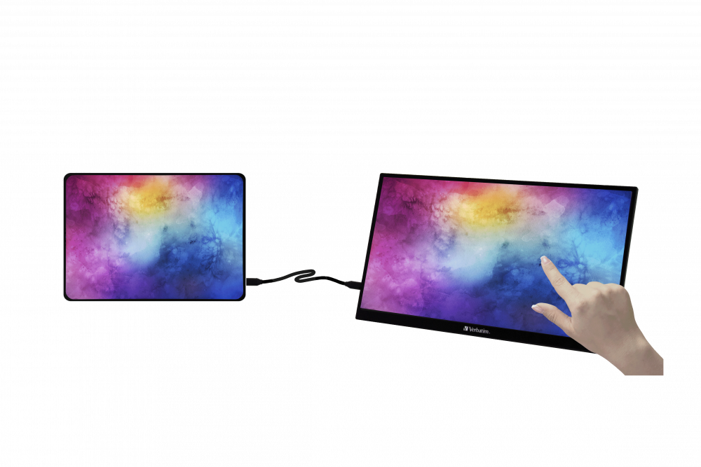 Verbatim 49591 14" PMT-14 FHD IPS HDMI/USB-C fekete fém borítású érintőképernyős monitor
