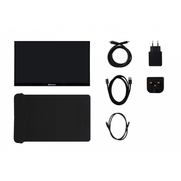 Verbatim 49591 14" PMT-14 FHD IPS HDMI/USB-C fekete fém borítású érintőképernyős monitor