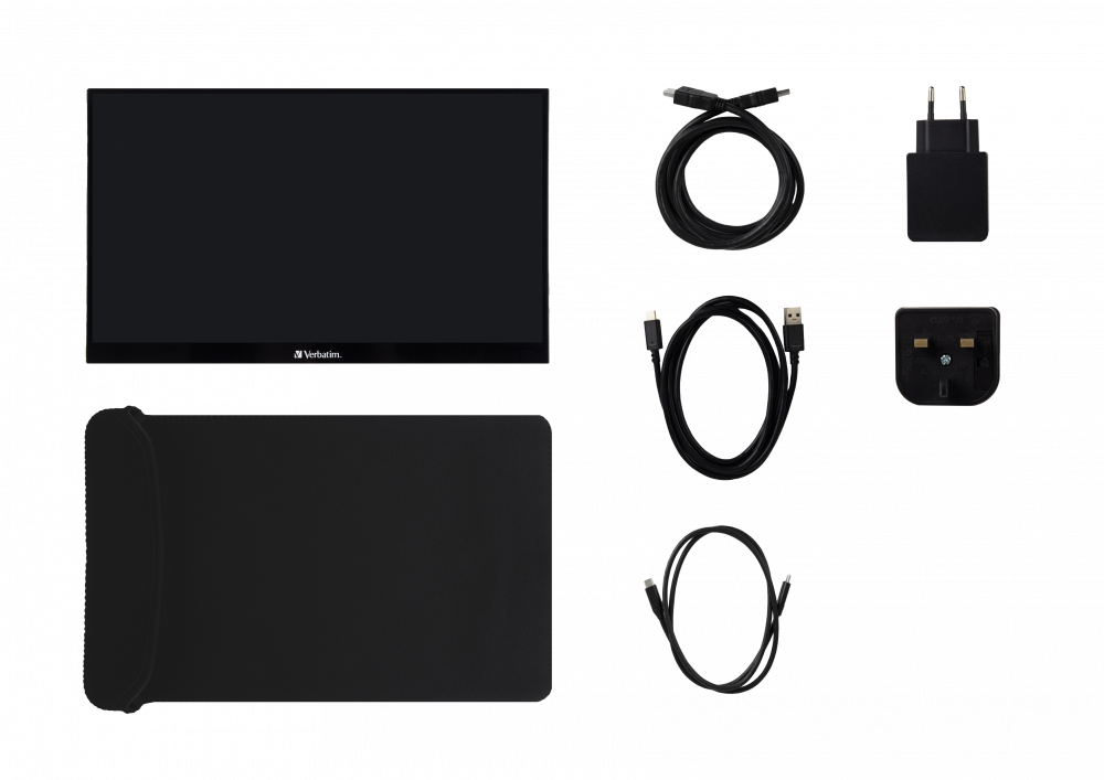 Verbatim 49591 14" PMT-14 FHD IPS HDMI/USB-C fekete fém borítású érintőképernyős monitor