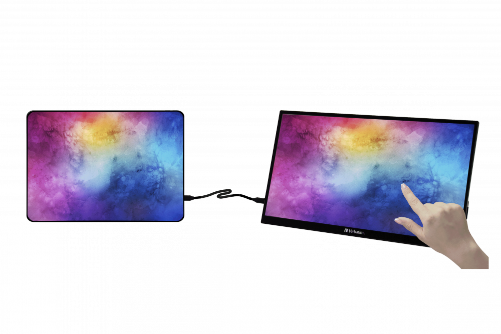 Verbatim 49592 15,6" PMT-15 FHD IPS HDMI/USB-C fekete fém borítású érintőképernyős monitor