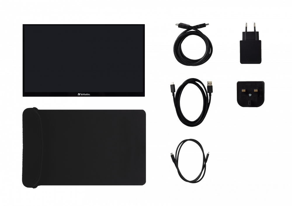 Verbatim 49592 15,6" PMT-15 FHD IPS HDMI/USB-C fekete fém borítású érintőképernyős monitor