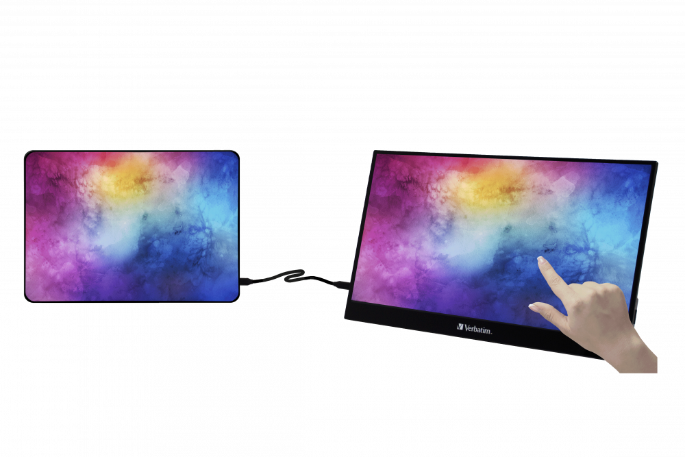 Verbatim 17,3" 49593 PMT-17 FHD IPS HDMI/USB-C fekete fém borítású érintőképernyős monitor