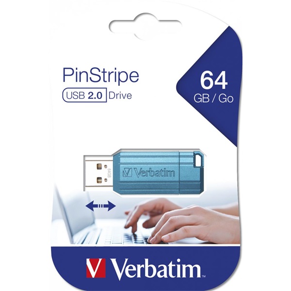 Verbatim 49961 PIN STRIPE Store`n`Go 64GB USB 2.0 kék Flash Drive