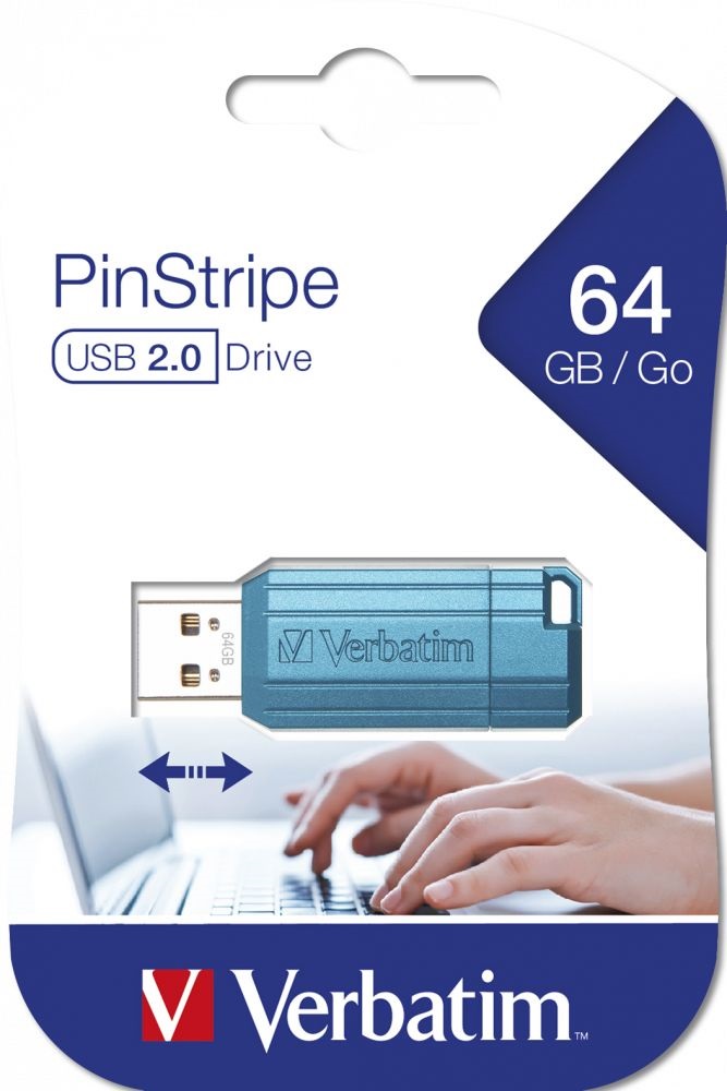 Verbatim 49961 PIN STRIPE Store`n`Go 64GB USB 2.0 kék Flash Drive