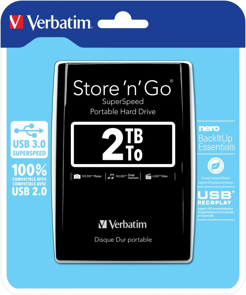 Verbatim 53177 Store`n`Go 2,5" 2TB USB 3.0 fekete külső winchester
