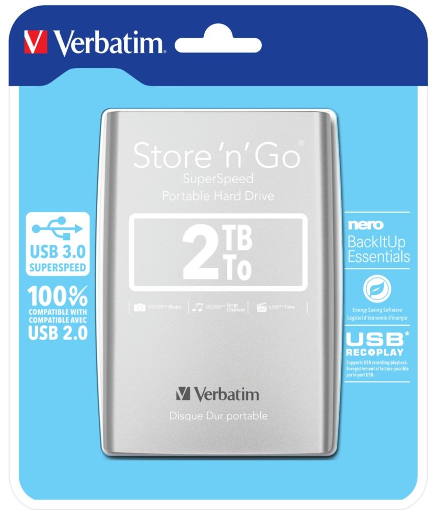 Verbatim 53189 Store`n`Go 2,5" 2TB USB 3.0 ezüst külső winchester