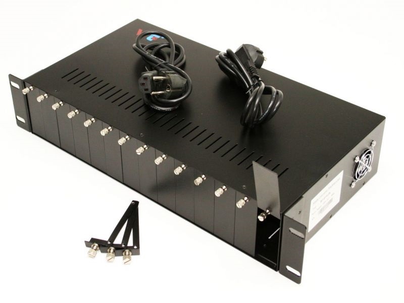 WINTOP 19" 2U 100/1000M 14port Optikai konverterház