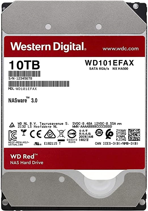 Western Digital 3,5" 10000GB belső SATAIII 7200RPM 256MB PLUS RED WD101EFAX winchester 3 év