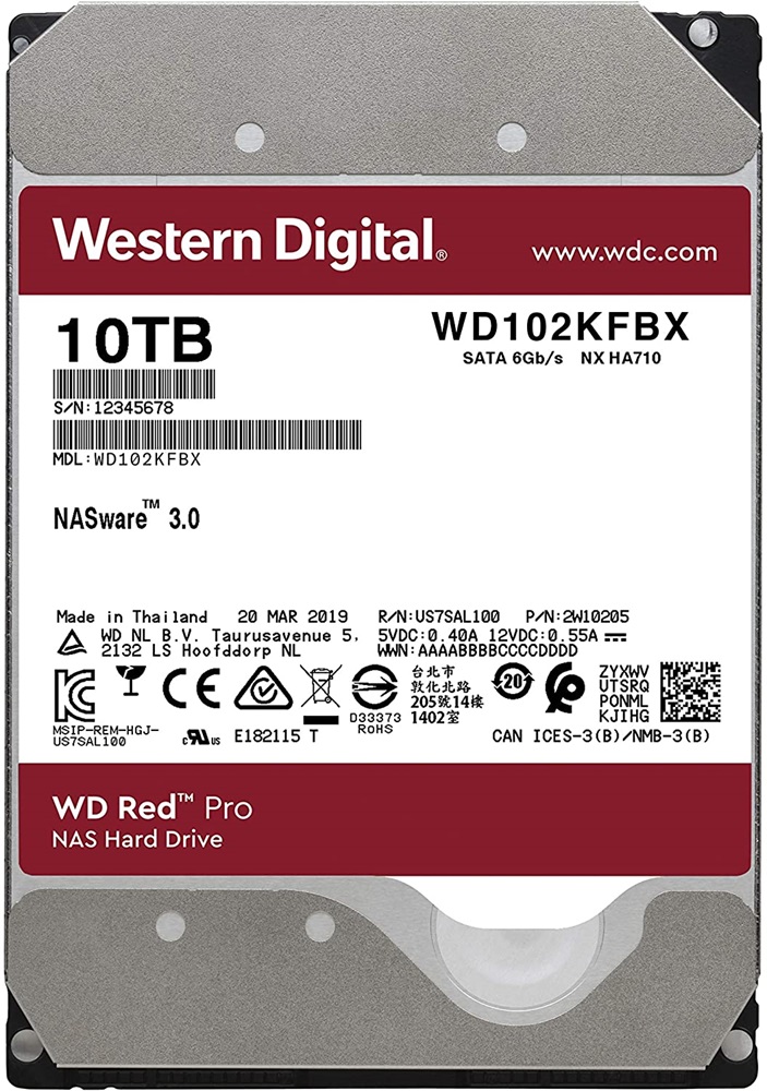 Western Digital 3,5" 10000GB belső SATAIII 7200RPM 256MB RED PRO WD102KFBX winchester 5 év