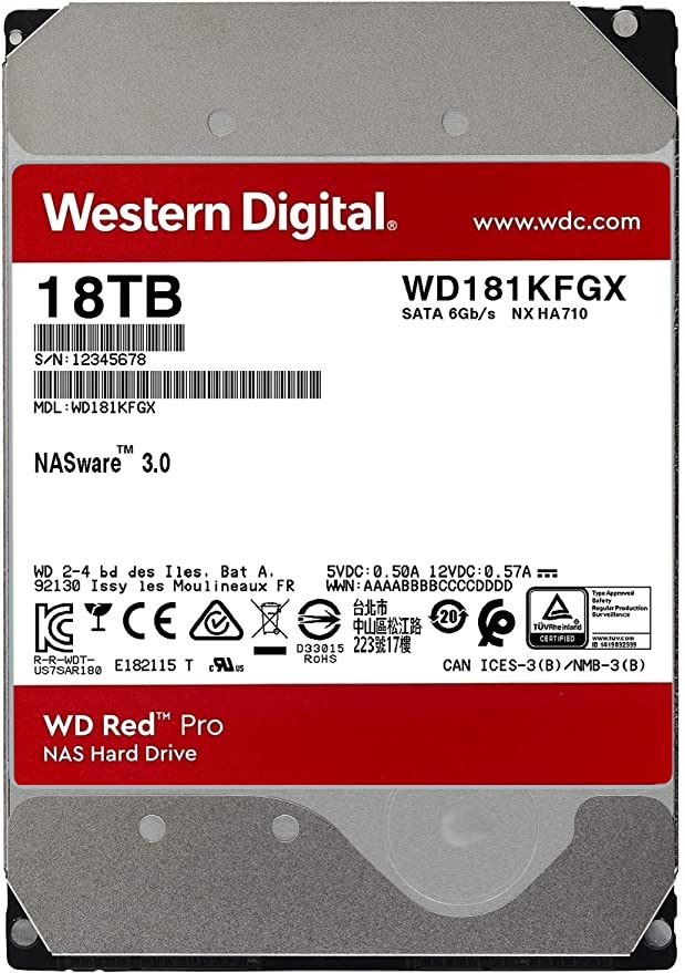 Western Digital 3,5" 18000GB belső SATAIII 7200RPM 512MB RED PRO WD181KFGX winchester 5 év