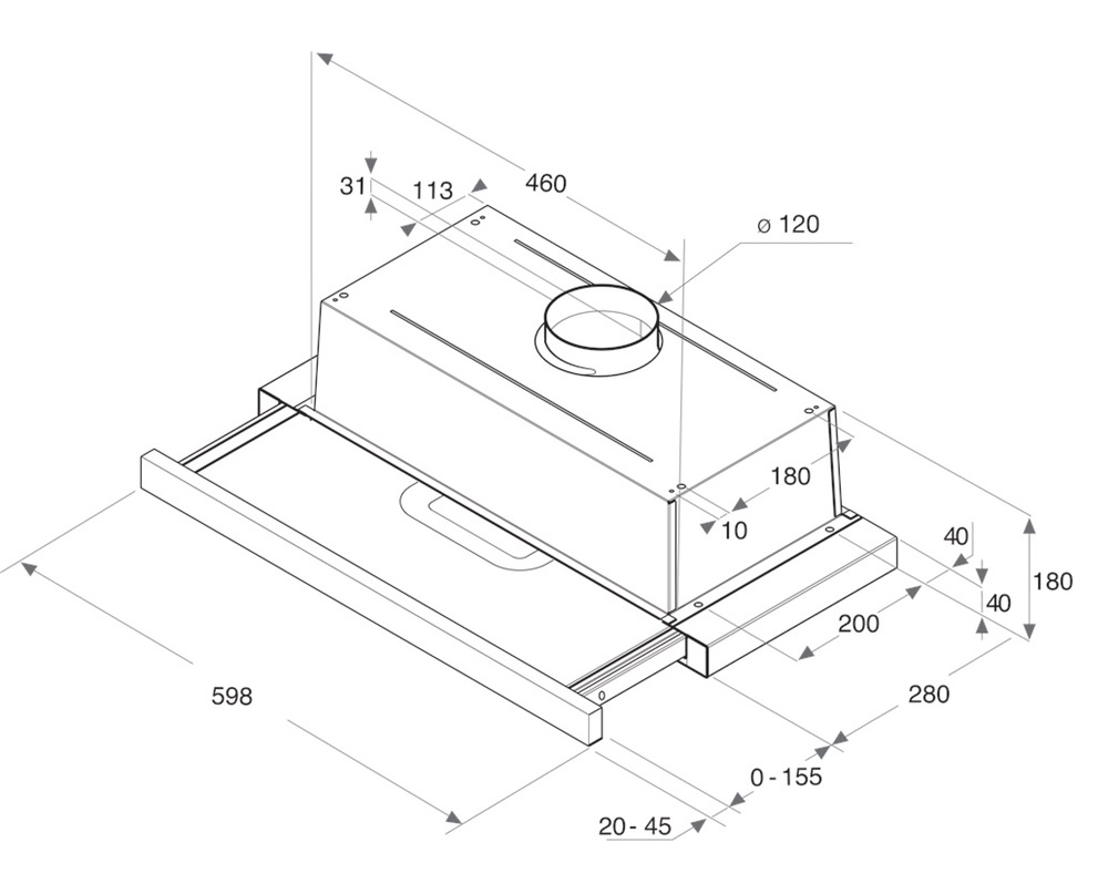 Whirlpool AKR 749/1 WH fehér, beépíthető, kihúzható, méret:60 cm, teleszkópos, zajszint:62 dB,páraelszívó(Újracsomagolt)