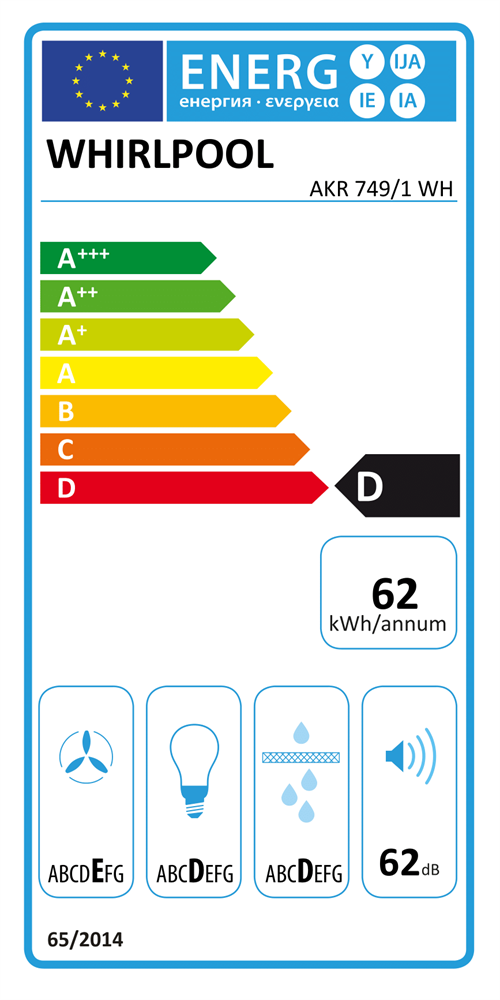 Whirlpool AKR 749/1 WH fehér, beépíthető, kihúzható, méret:60 cm, teleszkópos, zajszint:62 dB,páraelszívó(Újracsomagolt)