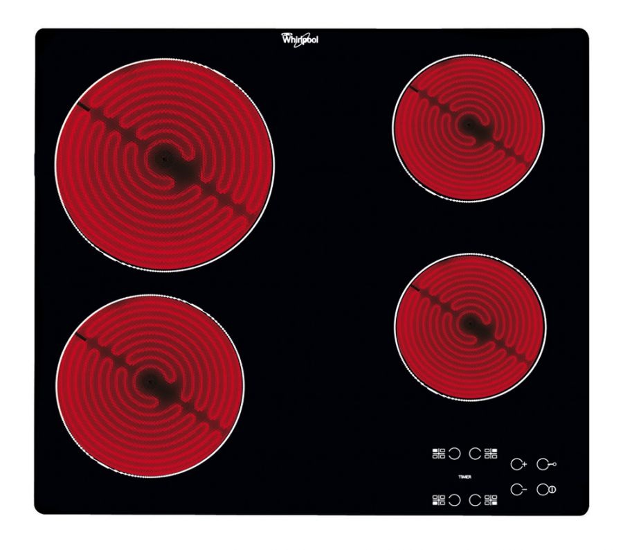 Whirlpool AKT 8090/NE fekete, beépíthető, elektromos üvegkerámia, főzőzóna: 4, beépíthető méret: 56cm, főzőlap (Újszerű)