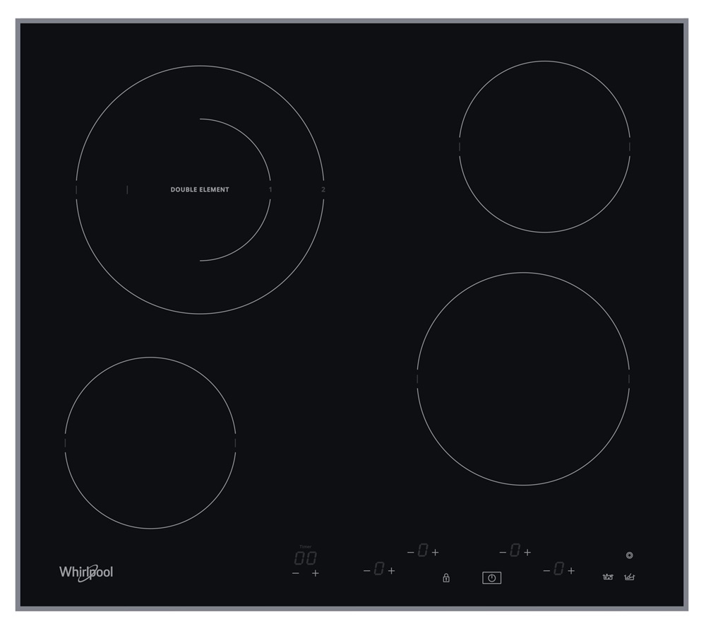 Whirlpool AKT 8601 IX fekete, beépíthető, elektromos üvegkerámia, főzőzóna: 4, beépíthető méret: 56cm, főzőlap