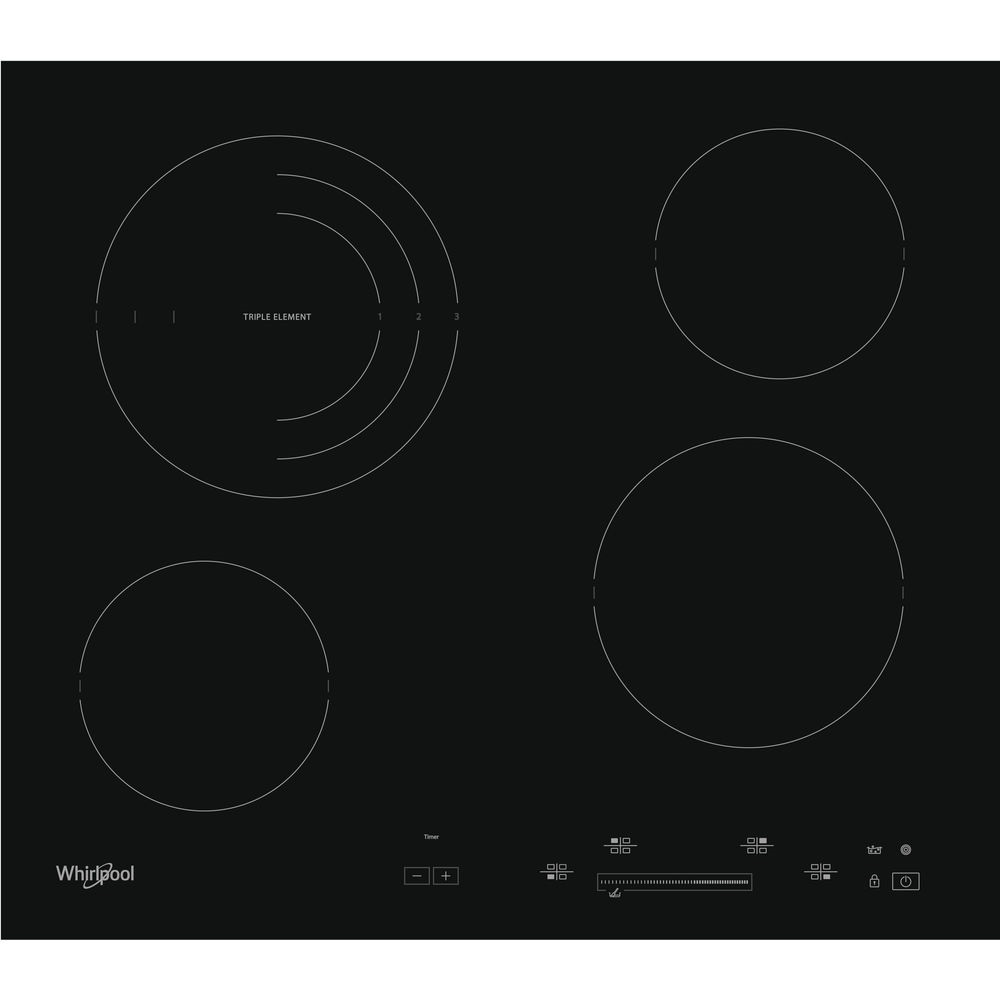 Whirlpool AKT 8900 BA fekete, beépíthető, elektromos üvegkerámia, főzőzóna: 4, beépíthető méret: 56cm, főzőlap