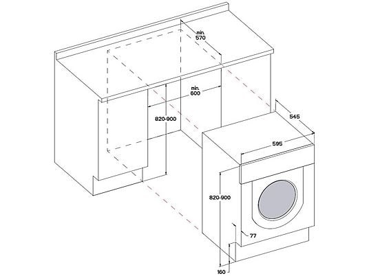 Whirlpool BI WDWG 751482 EU N fehér, elöltöltős, max.1400ford., 7 kg/5 kg, beépíthető mosó-szárítógép