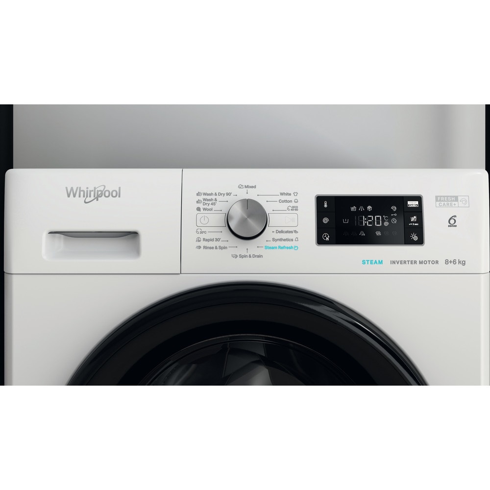 Whirlpool FFWDB 864349 BV EE fehér, elöltöltős, max.1400ford., 8 kg/6 kg, mosó-szárítógép