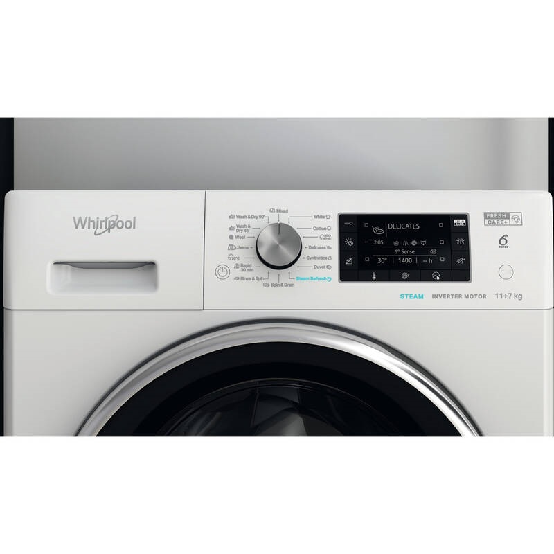 Whirlpool FFWDD 1176258 BCV EE fehér, elöltöltős, max.1600ford., 11 kg/7 kg, mosó-szárítógép