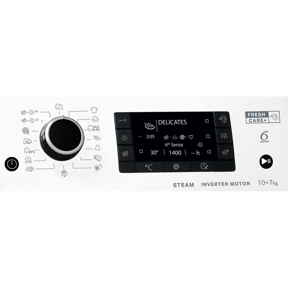 Whirlpool FWDD 1071682 WBV EU N fehér, elöltöltős, max.1600ford., 10kg/7 kg, mosó-szárítógép