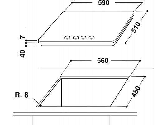 Whirlpool GMWL 628/IXL EE inox, beépíthető, gáz, főzőzóna: 3 +1 wok égőfej, beépíthető méret: 56cm, főzőlap