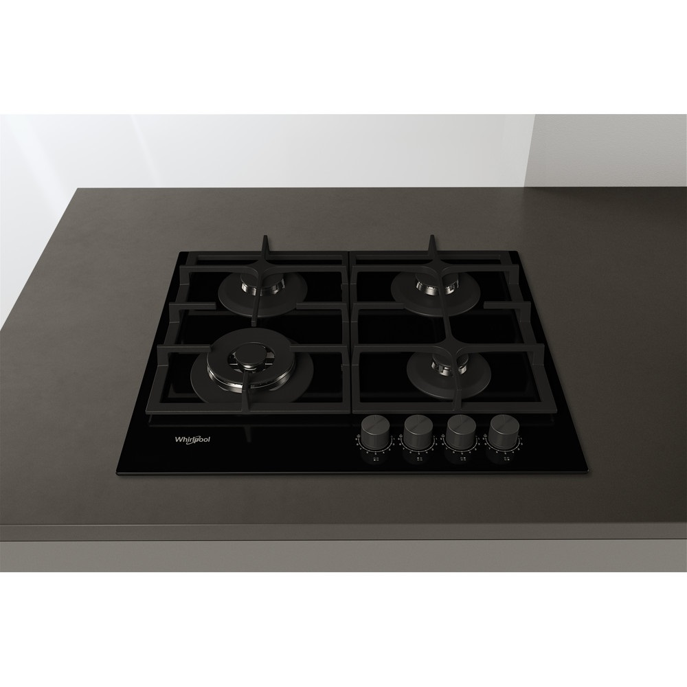 Whirlpool GOFL 629/NB fekete, beépíthető, gáz, főzőzóna: 4 +1 wok égőfej, beépíthető méret: 56cm, főzőlap