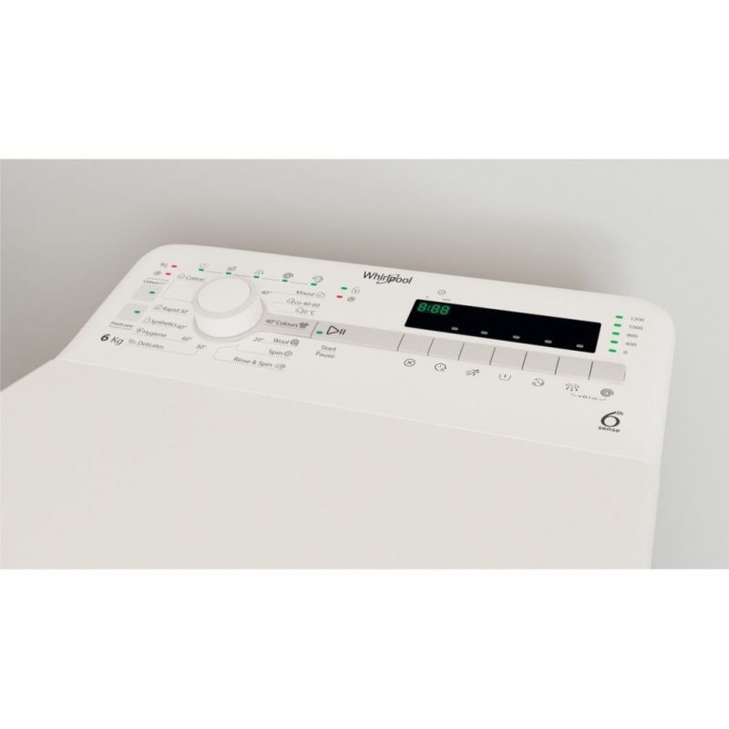 Whirlpool TDLR 6240SS EU/N fehér, felültöltős, max.1200ford., 6 kg, mosógép (Újszerű)