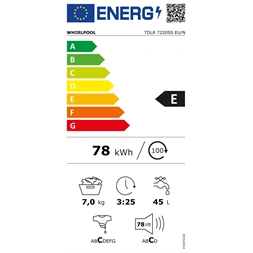 Whirlpool TDLR 7220SS EU/N fehér, felültöltős, max.1200ford., 7 kg, mosógép (Újszerű)