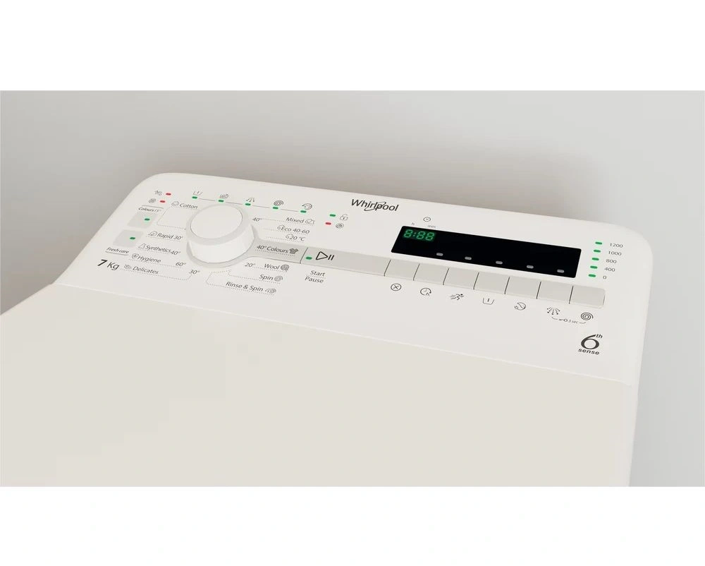 Whirlpool TDLR 7220SS EU/N fehér, felültöltős, max.1200ford., 7 kg, mosógép (Újszerű)