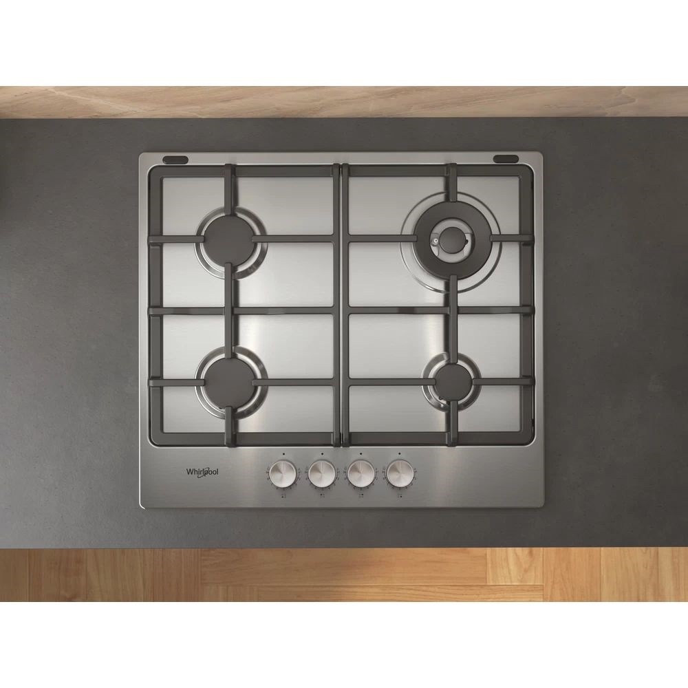 Whirlpool TKRL 661 IX EU inox, beépíthető, gáz, főzőzóna: 3 +1 wok égőfej, beépíthető méret: 56cm, főzőlap