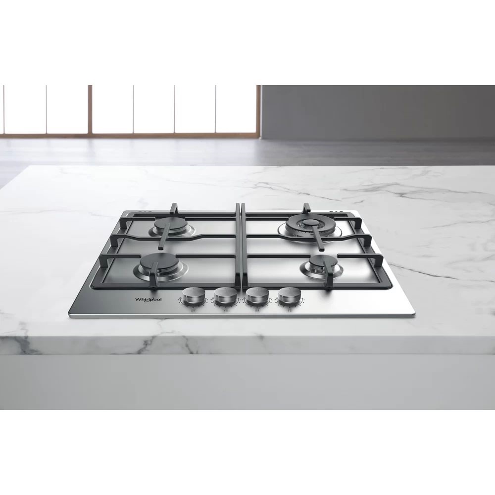 Whirlpool TKRL 661 IX EU inox, beépíthető, gáz, főzőzóna: 3 +1 wok égőfej, beépíthető méret: 56cm, főzőlap