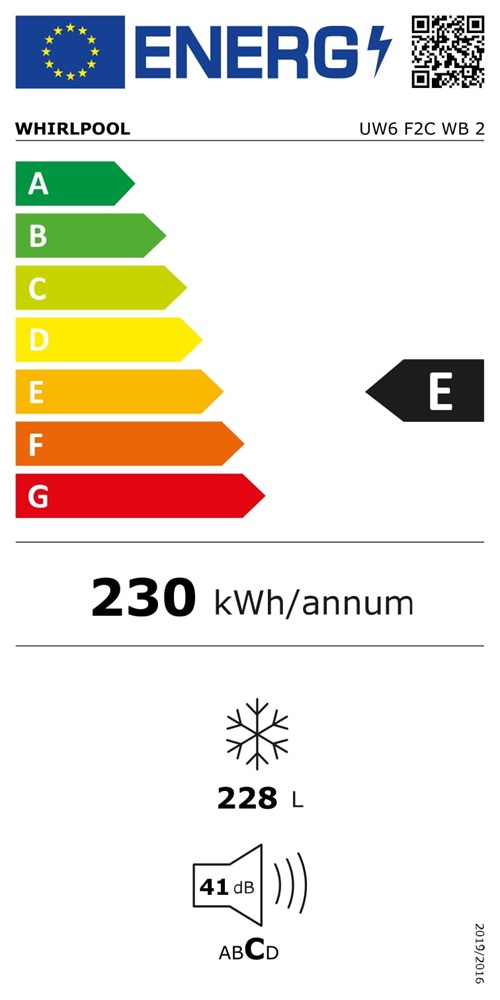 Whirlpool UW6 F2CWB 2 fehér, Fagyasztó:229L, No frost fagyasztószekrény