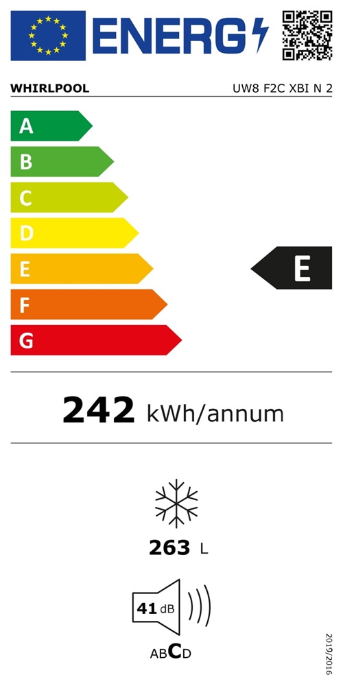Whirlpool UW8 F2CXBI N2 inox, Fagyasztó:259L, No frost fagyasztószekrény
