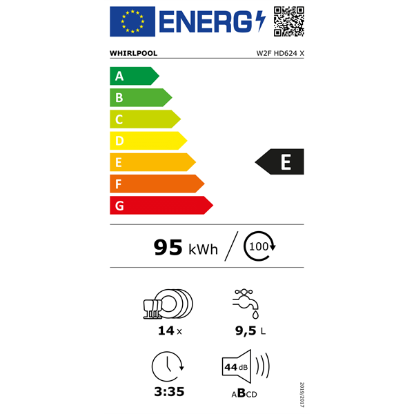 Whirlpool W2F HD624 X inox, programok száma: 9, szabadonálló, 14 terítékes mosogatógép (Újszerű)