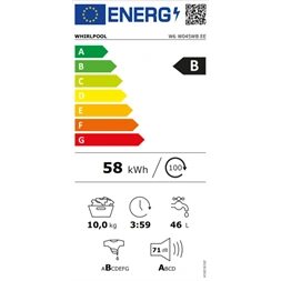 Whirlpool W6 W045WB EE fehér, elöltöltős, max.1400ford., 10 kg, mosógép (Használt - B)