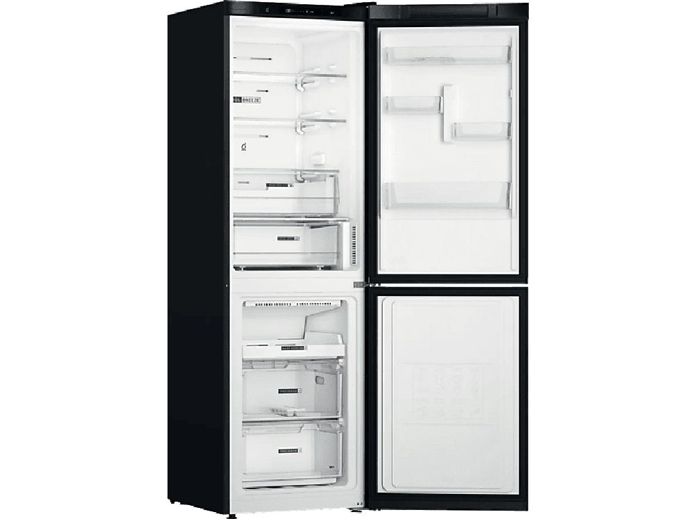 Whirlpool W7X 82I K fekete, alulfagyasztós, Hűtő:231L, Fagyasztó:104L, hűtőszekrény