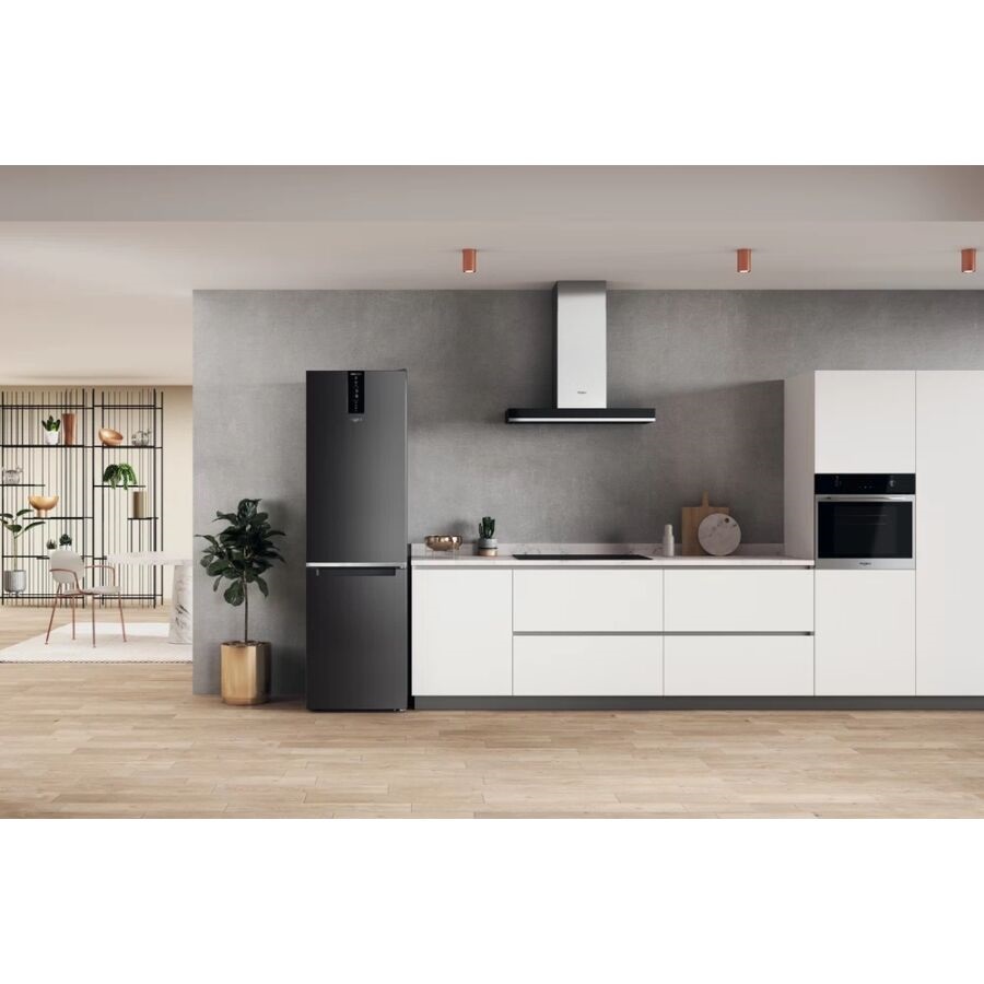 Whirlpool W7X 94T KS fekete, alulfagyasztós, Hűtő:263L, Fagyasztó:104L, Total No frost hűtőszekrény