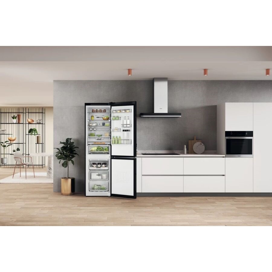 Whirlpool W7X 94T KS fekete, alulfagyasztós, Hűtő:263L, Fagyasztó:104L, Total No frost hűtőszekrény