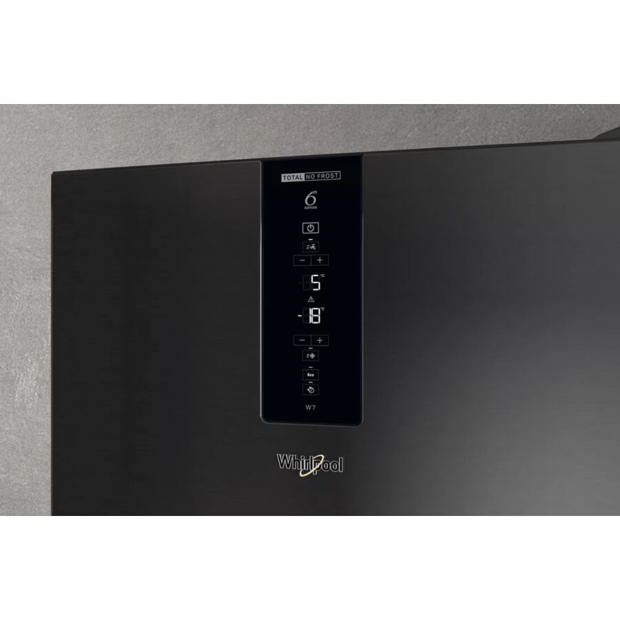 Whirlpool W7X 94T KS fekete, alulfagyasztós, Hűtő:263L, Fagyasztó:104L, Total No frost hűtőszekrény