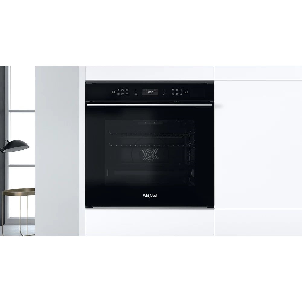 Whirlpool W7 OS4 4S1 P BL fekete, beépíthető, sütőtér: 73L, grill, légkeverés, pirolitikus, sütő