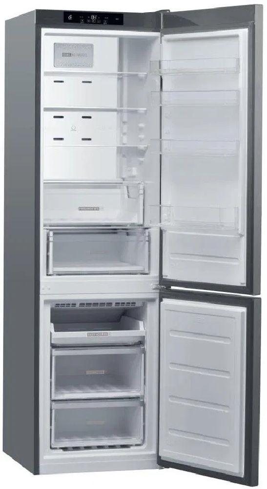 Whirlpool W9C 941C OX inox, alulfagyasztós, Hűtő:257L, Fagyasztó:98L, No frost hűtőszekrény