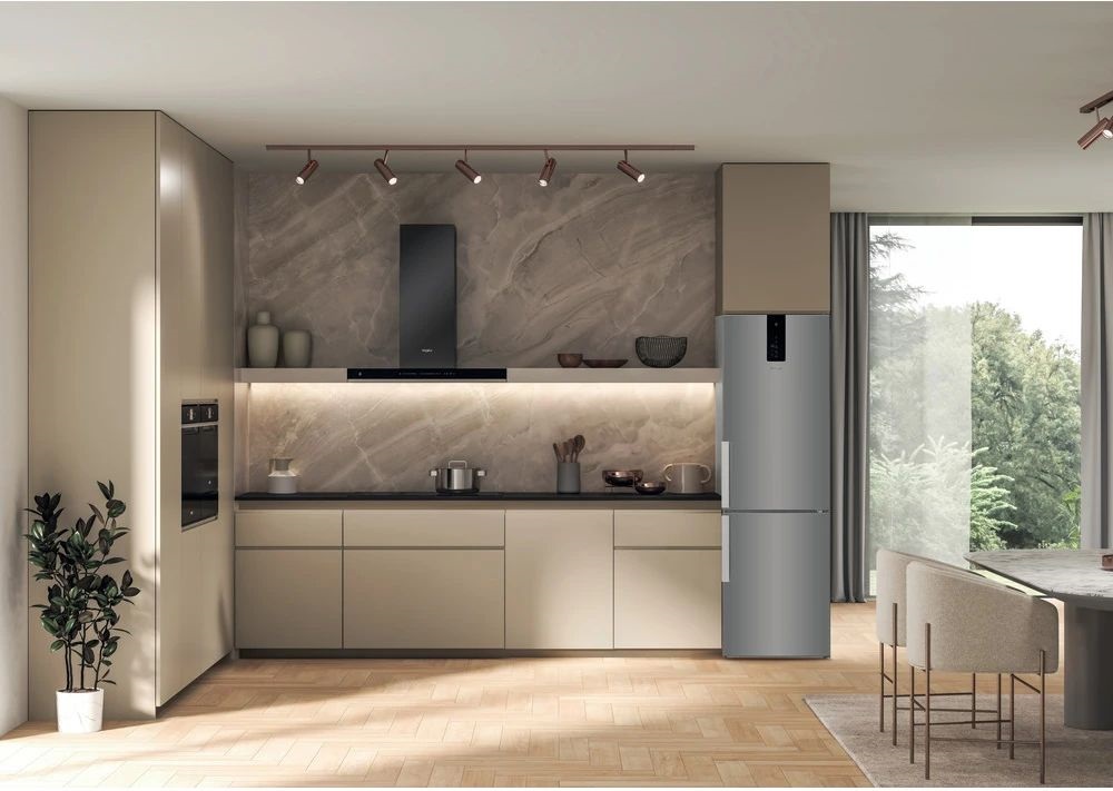 Whirlpool W9 821A OX H inox, alulfagyasztós, Hűtő:225L, Fagyasztó:98L, Dual no frost hűtőszekrény
